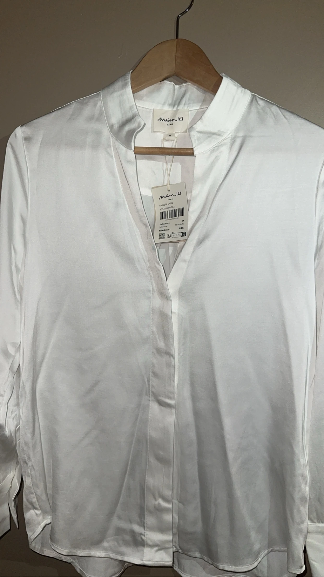 Blouse van satijn wit Maison 123 - Nieuw met etiket - Maat M – photo 2